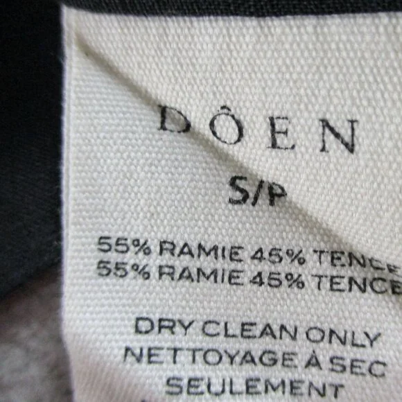 DOEN Samara Top Womens Small Black Ramie Tencel Blend Lace Ruffles Puff Sleeve - Picture 9 of 14